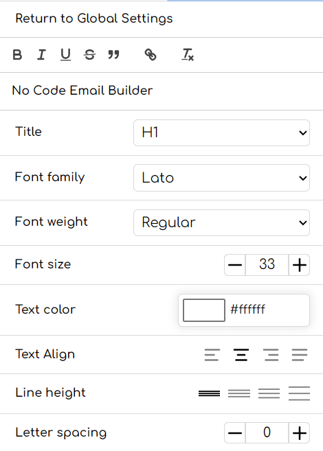 Email Element Settings